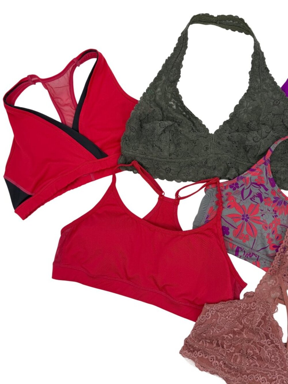 VTG Bundle Of 4 Sports Bras & 2 Lace Bralettes L| Athliesure Coquette Whimsigoth - Picture 9 of 16